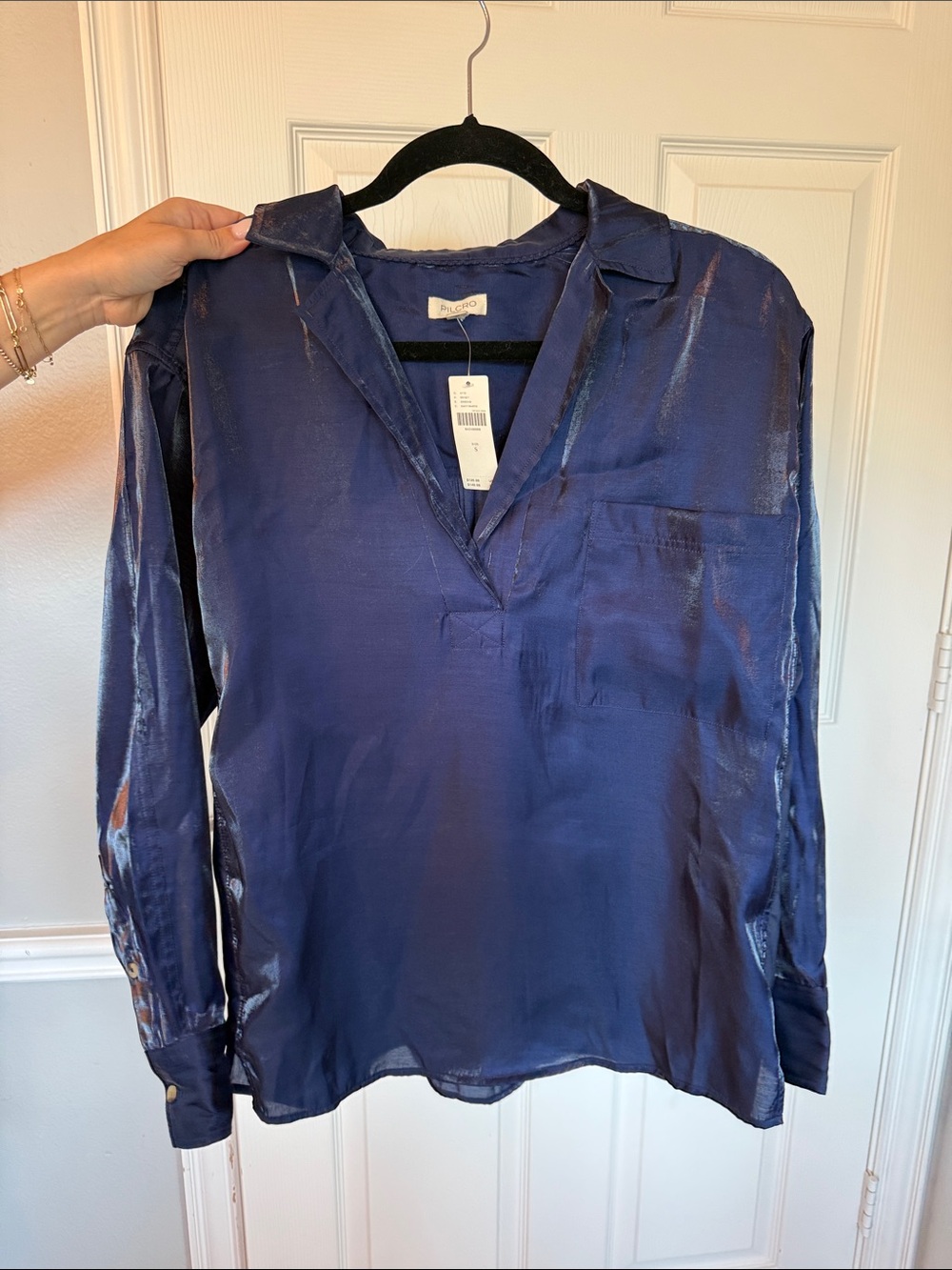 Pilcro Navy sheen blouse